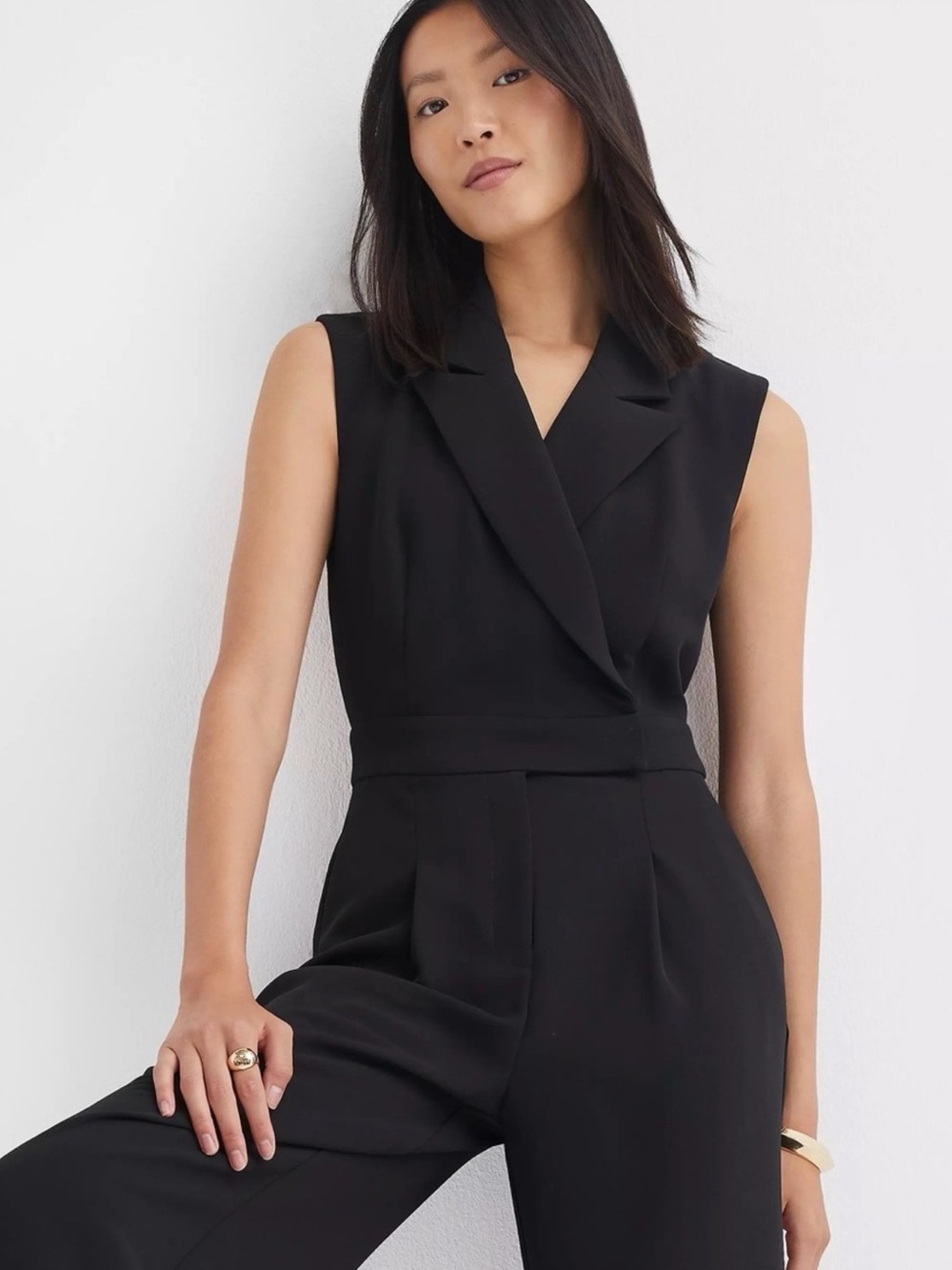LOFT Black Sleeveless Blazer Jumpsuit - Picture 8 of 8